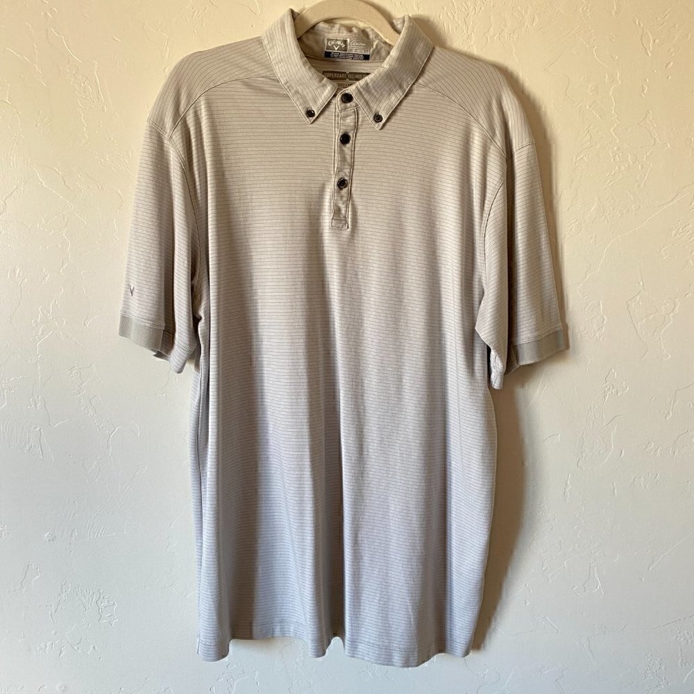 Callaway Collection Supercare Technology Golf Polo Light Gray Stripe XL